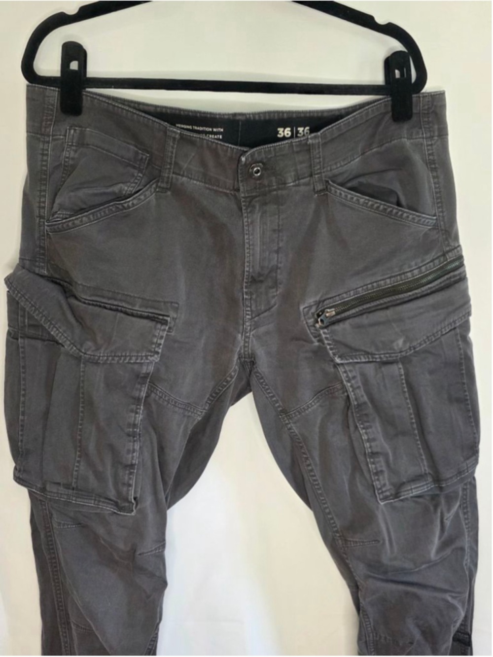 Men's G-Star RAW Gray Rovic Zip 3D Regular Tapered Cargo Pants Waist 36 - Picture 3 of 8